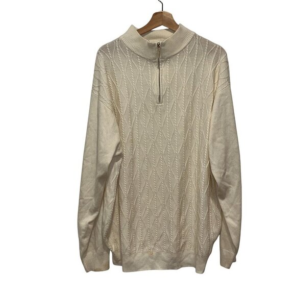 Stacy Adams Ivory Cable Zip-up Sweater Men's Size XXL Classy - Picture 1 of 9